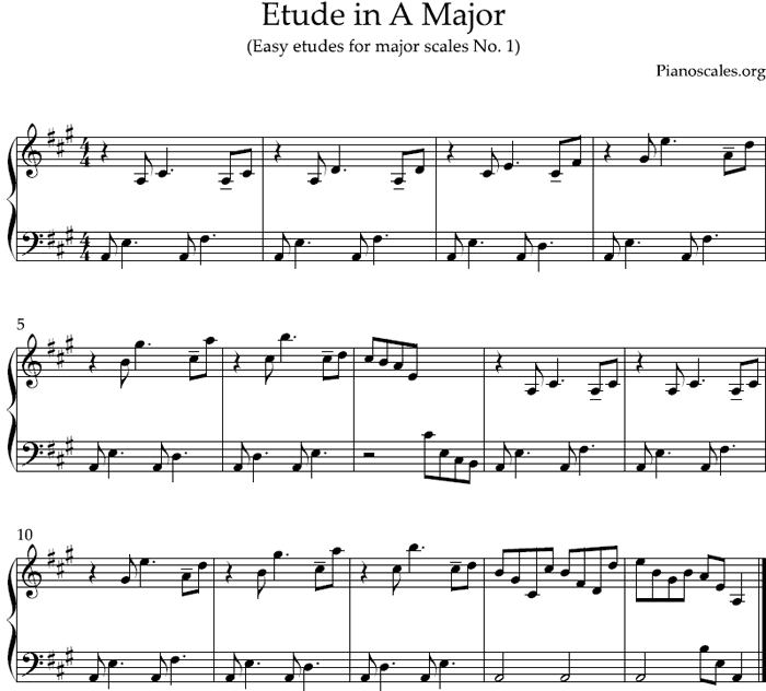 Sheet music etude piano